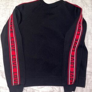MAJE Toska Neoprene LOVE Long Sleeve Black Red Sweatshirt Size EU2 US 4-6